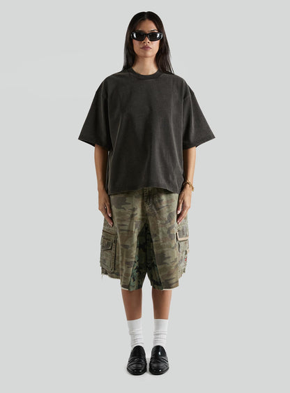 Cropped Heavyweight Tee | Vintage Black